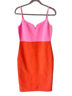 Express Dress Women’s Medium Neon Colorblock Body Contour Bodycon Rave Electric